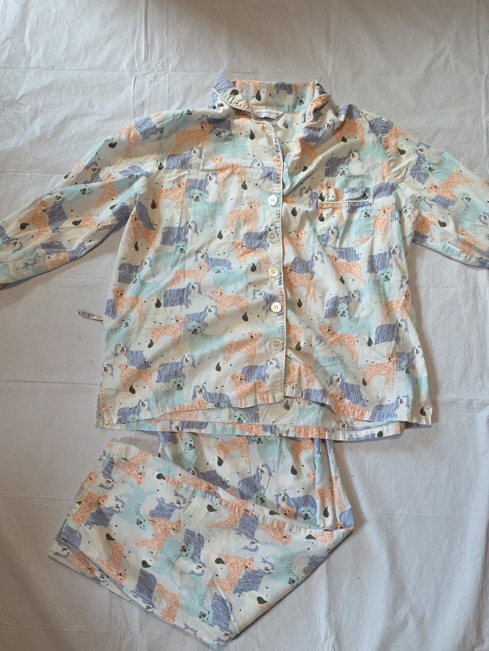 The Company Store Women's Pajama Set All Over Pastel Dog Print XXL